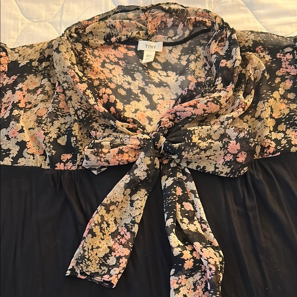 Anthropologie Tie Floral Black Women's Top - Picture 4 of 6